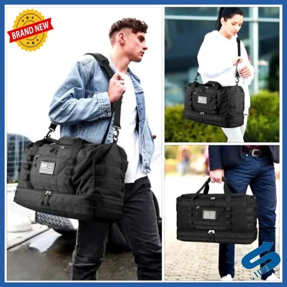 Tactical Travel Duffle Bag 22x14x9 Airline Approved with Wet Pocket